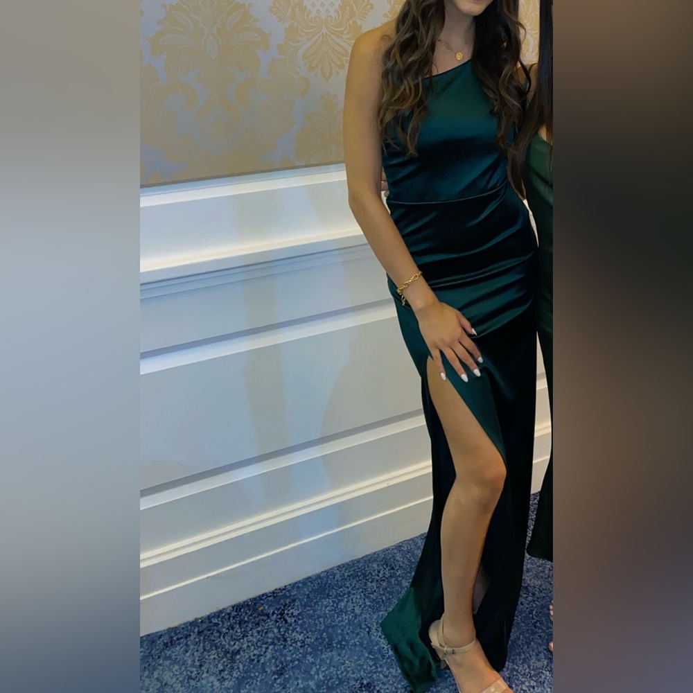 Windsor Dark Green One-Shoulder Dress